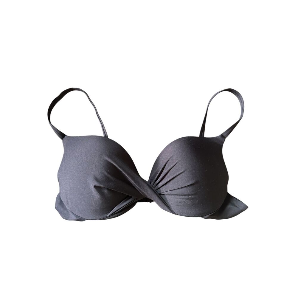 CALZEDONIA Cobey Twist Front Padded Bikini Top Black S/34